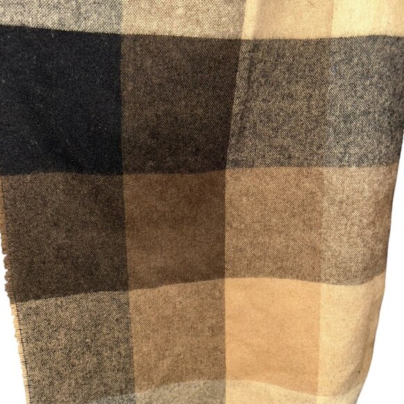 Angelo of Milano ITALY neutrals tan brown plaid wool blend scarf - Picture 4 of 5